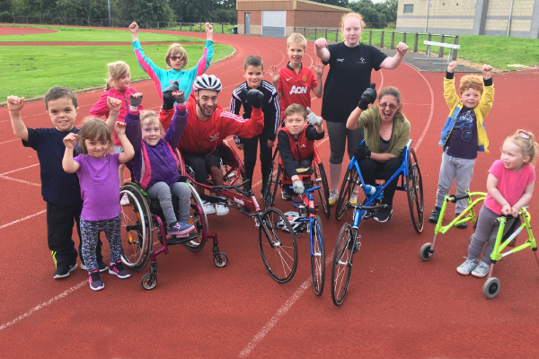 Group of children and adults from Disability Sport Fife